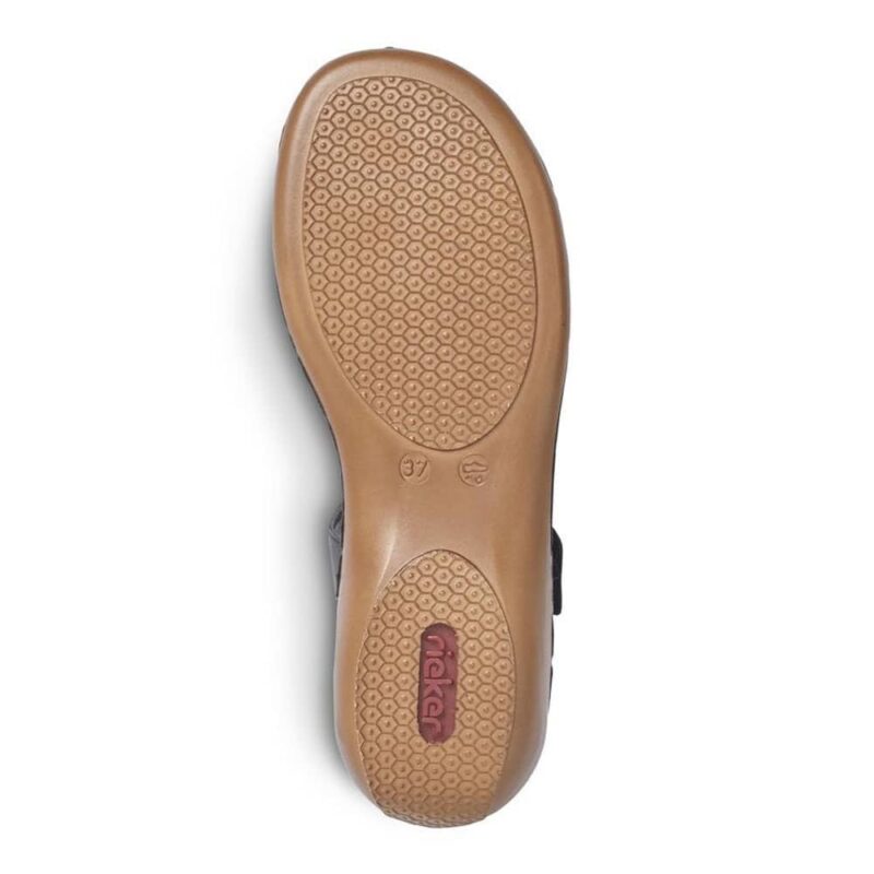 Rieker 659C7-00 Ladies Black Fastener Sandals