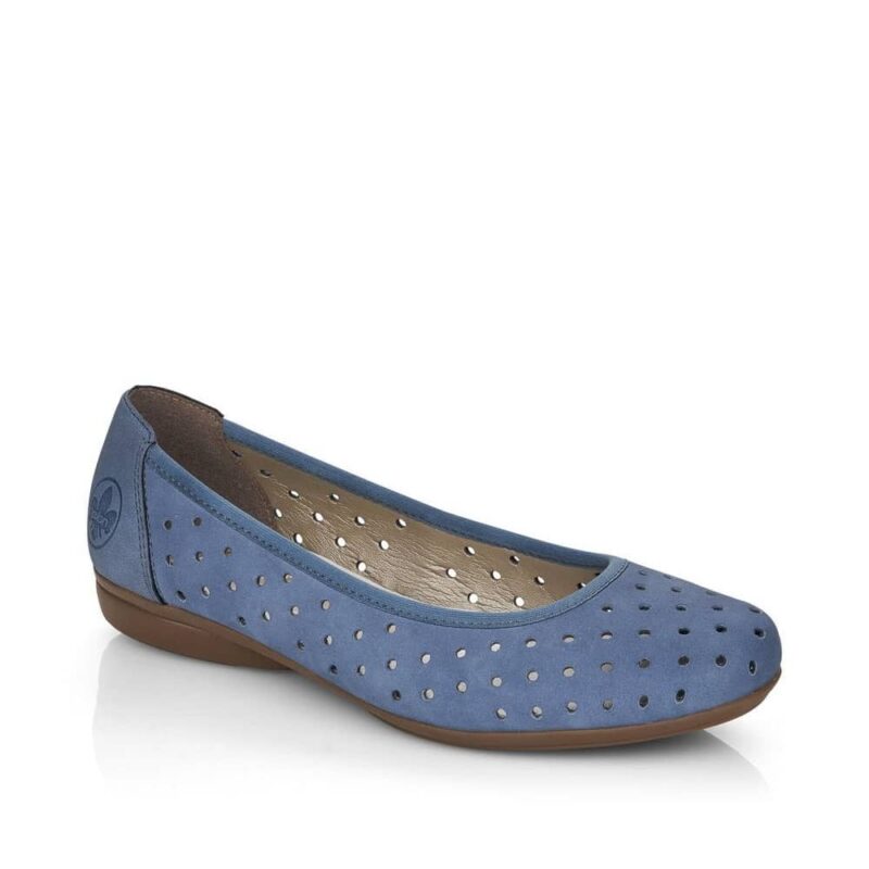 Rieker L8355-14 Ladies Blue Slip On Shoes