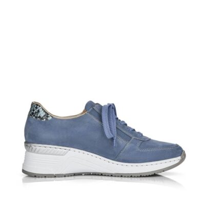 Rieker N4321-11 Ladies Blue Lace Up Shoes