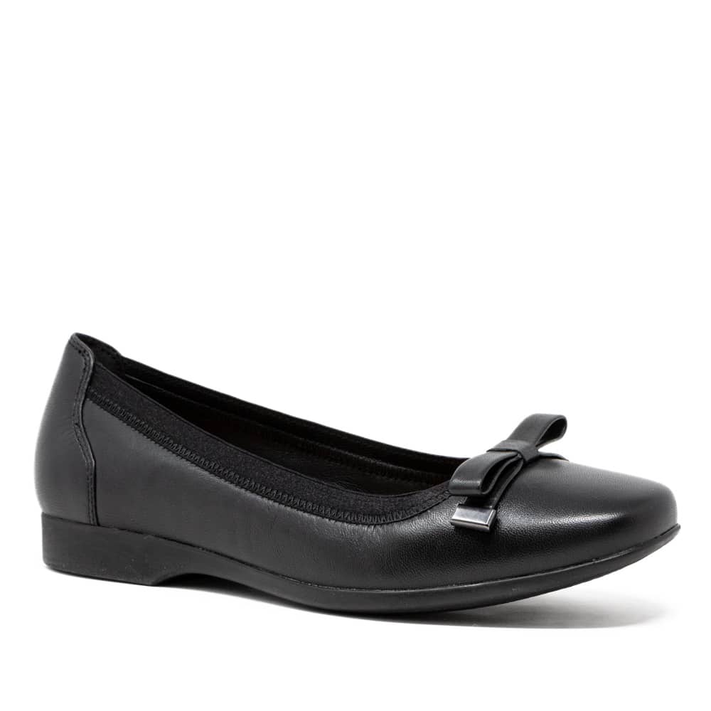 CLARKS Un Darcey Bow Black Leather Premium Shoes - 121 Shoes
