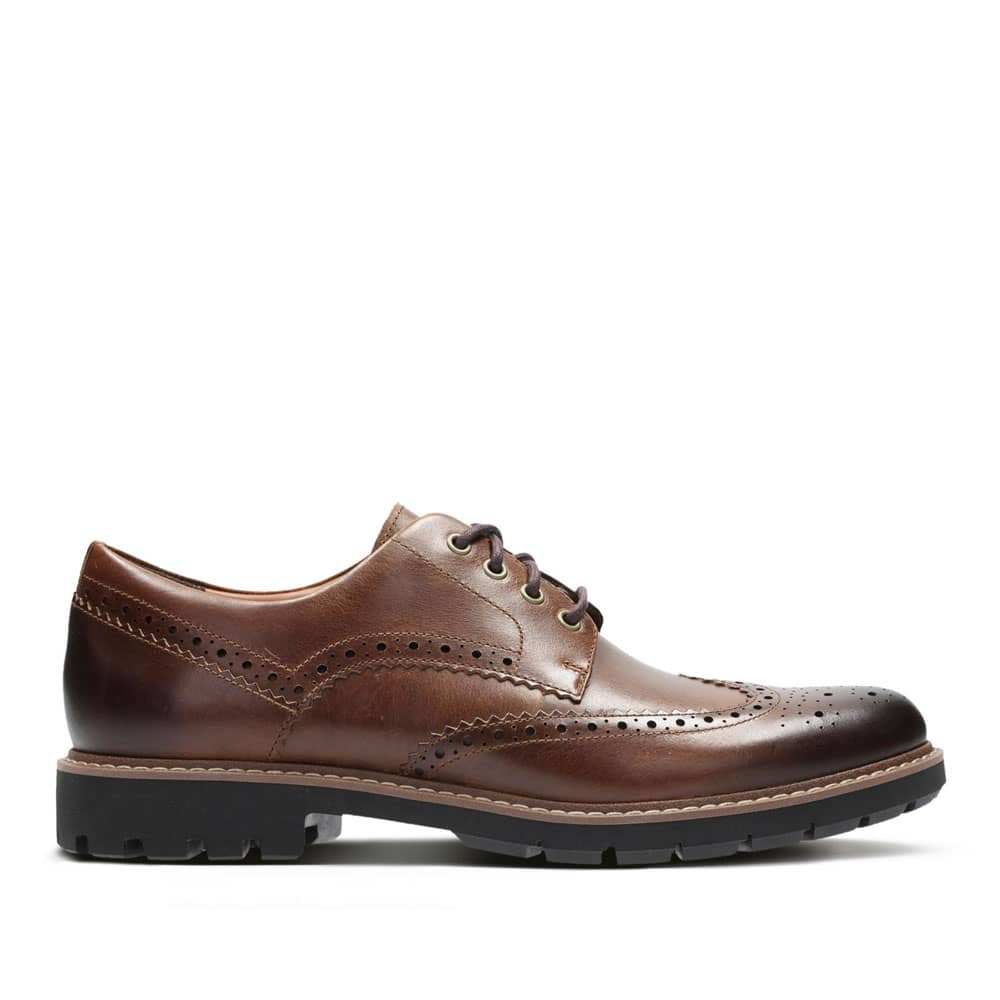 CLARKS Batcombe Wing Dark Tan Leather Brogues Shoes Premium Shoes - 121 ...