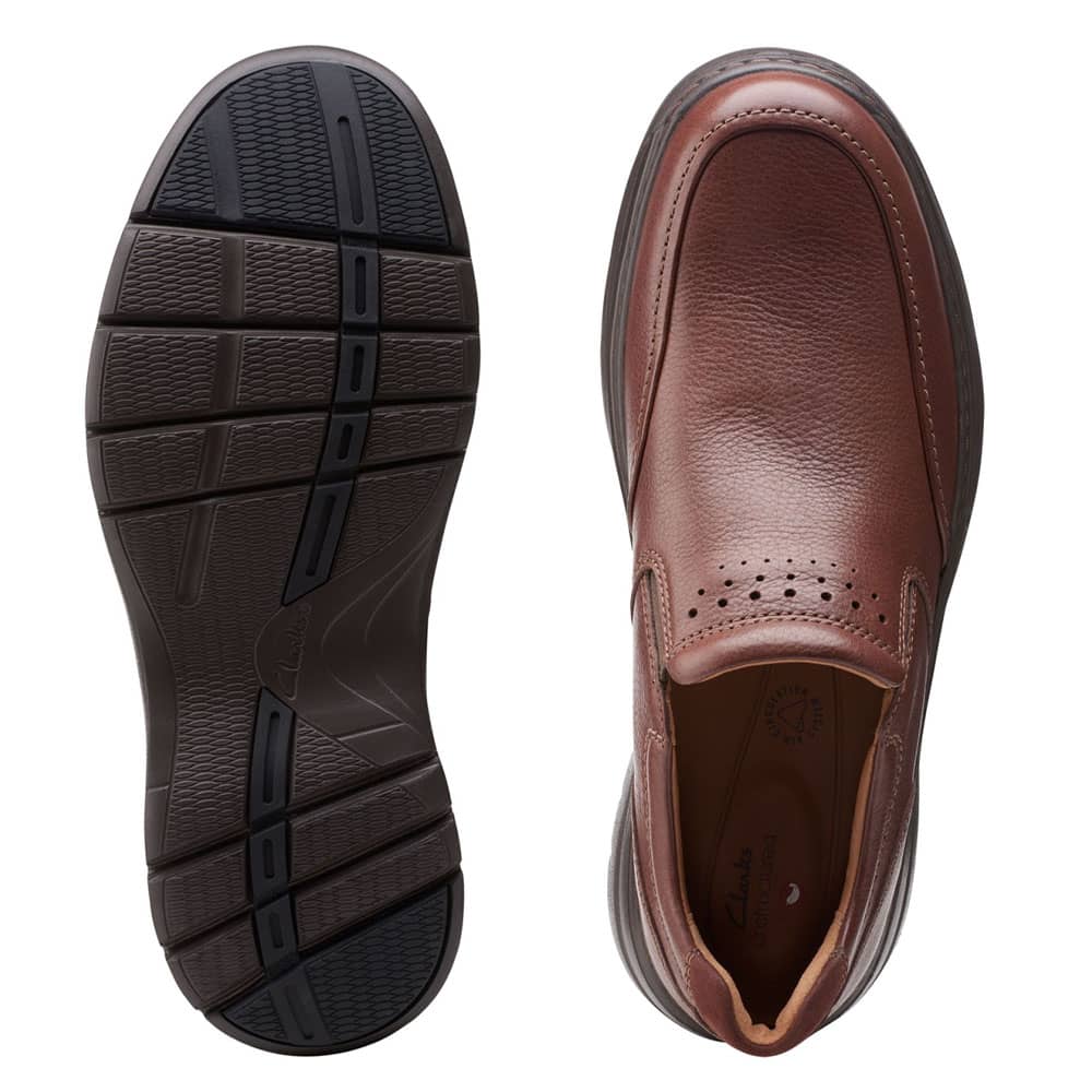 CLARKS Un Brawley Step Mahogany Leather Premium Shoes - 121 Shoes