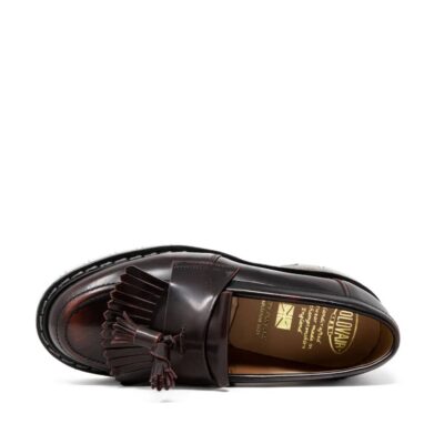 Solovair Burgundy Rub Off Hi-Shine Tassel Loafer