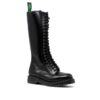 Solovair Black Hi-Shine 20 Eye Zip Derby Boot