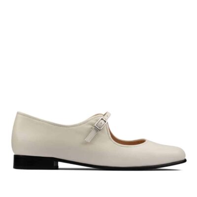 Clarks Pure Flat White Leather