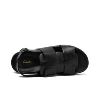 CLARKS Sunder Strap Sandals Black Leather
