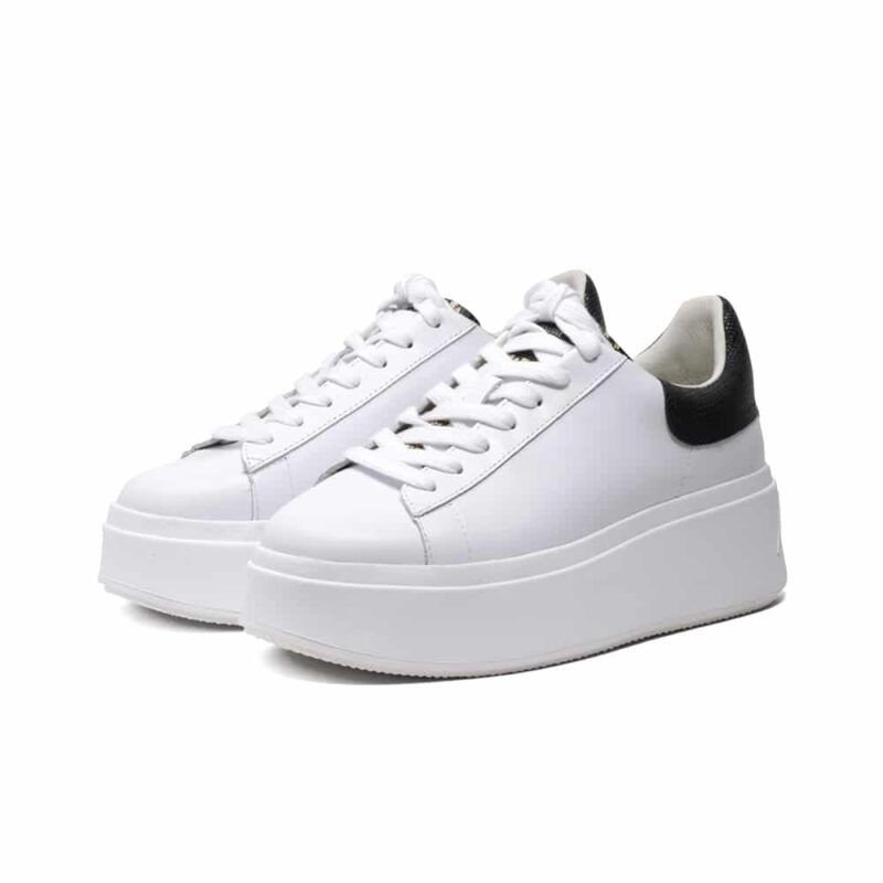 ASH MOBY LADIES TRAINERS WHITE AND BLACK PYTHON-EFFECT LEATHER