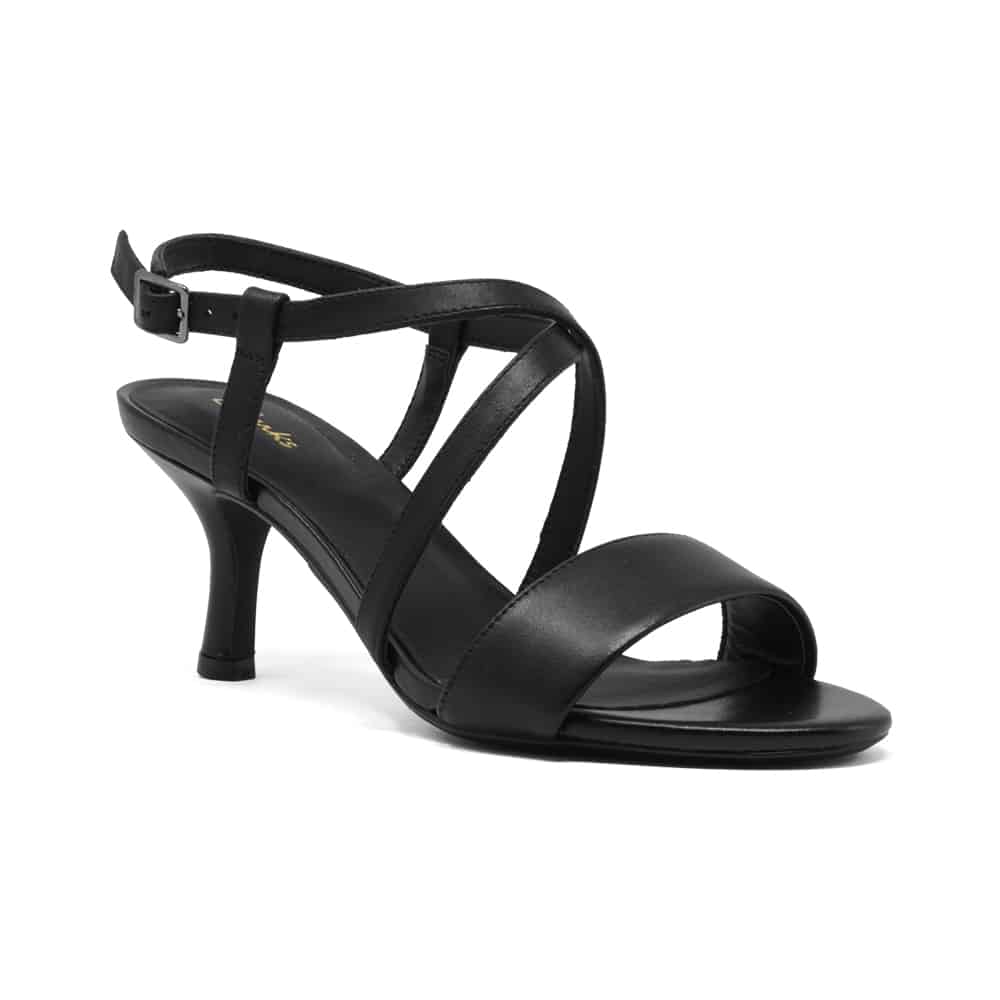 Clarks Womens Heeled Sandals Amali Buckle Black Leather - 121 Shoes
