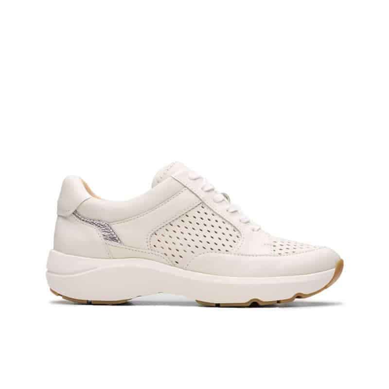 CLARKS Tivoli Walk Women's Sneakers Off White Combination Mesh Leather Lace up Casual Shoes 26181361
