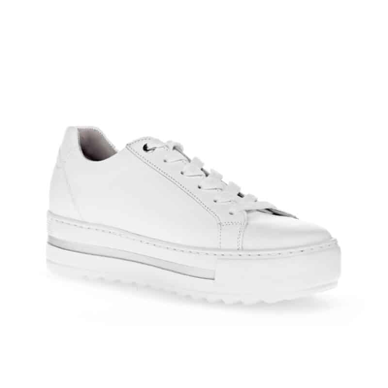 Gabor Heather Women's Trainers White Leather Low-Top Wide Fit Lace up & Zip Casual Sneakers 6649850