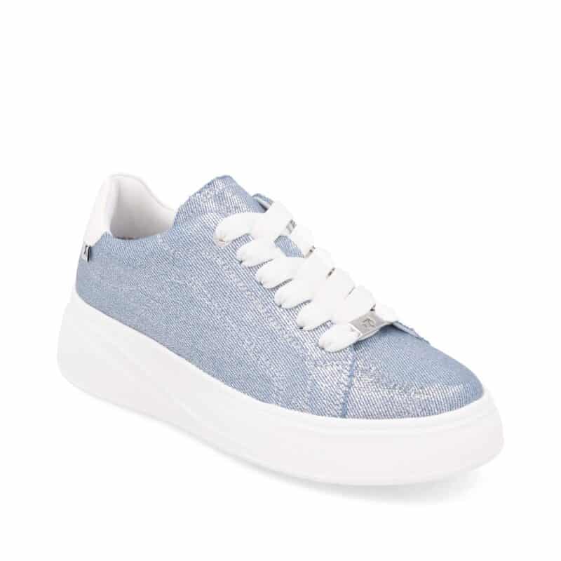 Rieker Women's Sneakers Blue Lace up Casual Platform Trainers W230214