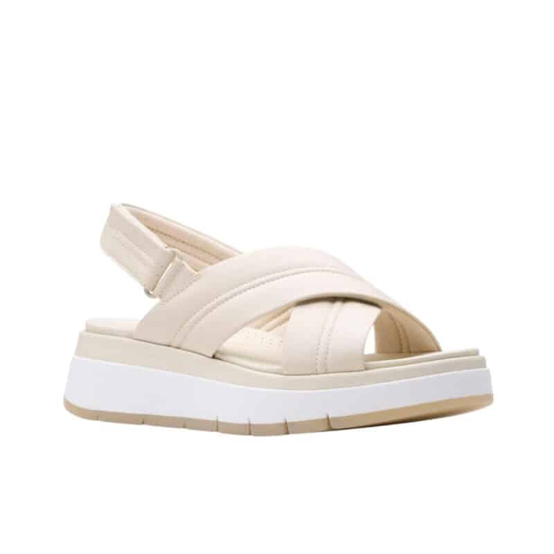 CLARKS Tuscan Cross Women's Sandals Cream Leather Casual Sandals 26181470