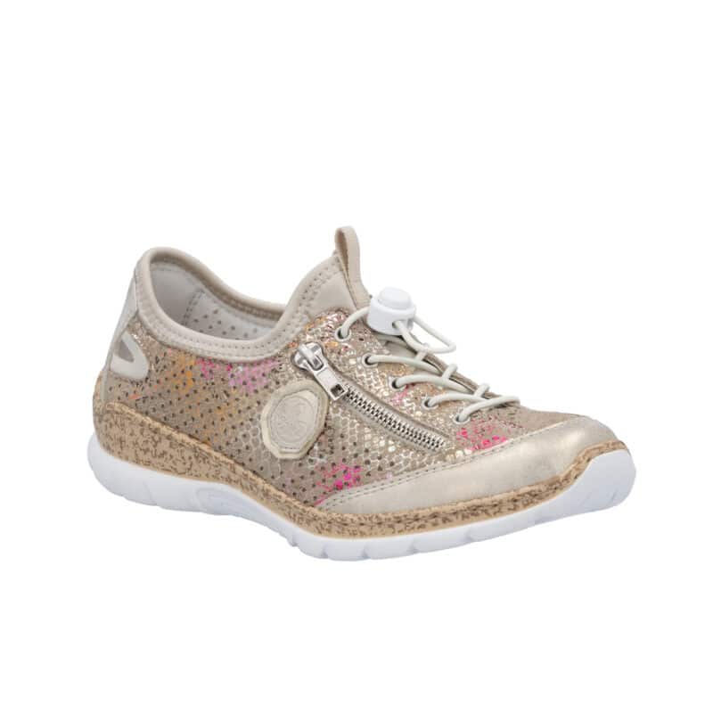 Rieker Women's Sneakers Gold Zip-Up Fashion Casual Shoe N42V192